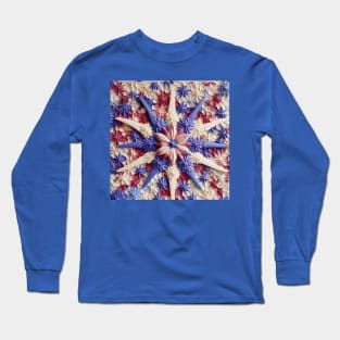 Fourth of July Inspired Pattern With Flower Center Long Sleeve T-Shirt